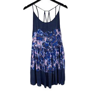 Free People Intimately Voile Slip Strappy Floral Print Dress in Midnight Size M